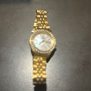 Ladies crystal accent gold tone